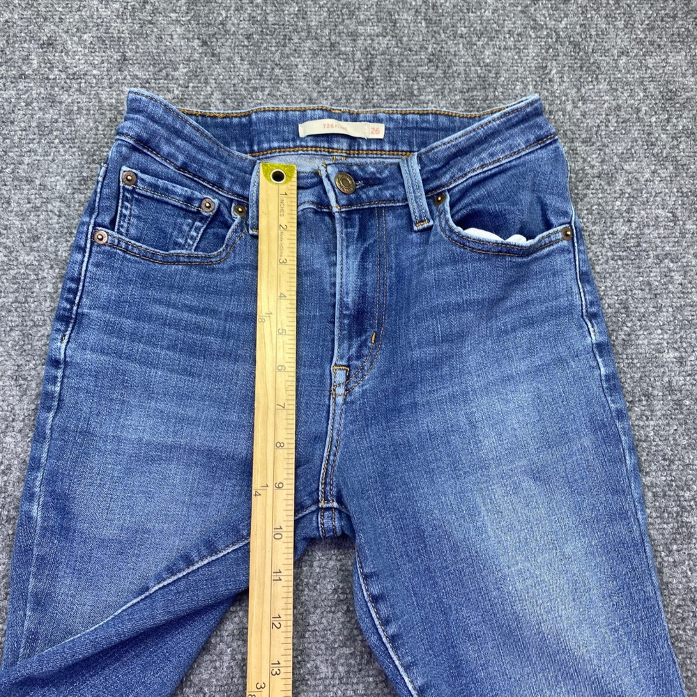 Levis 726 High Rise Flare Jeans Womens 26 Blue Denim Bell Bottom Western Retro - Picture 2 of 12